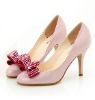 Wholesale WS010 Fashionable super quality jeweled bow pink wedding shoes