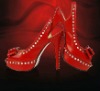 Elegant red slingback wedding bridal shoes brand name shoes CLF032 free shipping