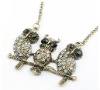 Wholesale Vintage Owl Crystal Pendant Necklace