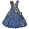 Puffball denim pinafore dress