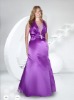LPE003 2011 custom made plus size halter satin mermaid beaded evening dress