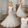 2011 latest style customized size&color sweetheart neck beaded rows of tulle mermaid wedding gowns su026