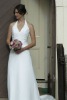 2011 newest white halter satin plue size mother of the bride dress