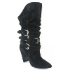 Wholesale LYT107-7VELONY latest sexy black spike heel suede pointed toe Roman style fashion boots with buckle