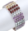 925 Sterling Silver Designer 5 Line Multi-Gemstone Tennis Bracelet