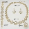 wedding jewelry set with cubic zircon wedding necklace, barcelet, earring and ring