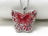 White gold plating crystal stud epoxy butterfly pendant necklace