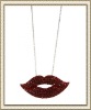 Wholesale Sparkling Crystal Red Lips Necklace