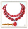 Wholesale Jewelry 2row red coral beads necklace