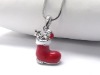 Wholesale White gold plating crystal red boot pendant necklace