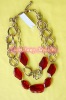 Wholesale 2011 new fashion sweater chain red crystal clear necklace