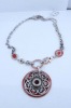 Wholesale Vintage red painting antique silver coin necklace