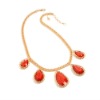 Wholesale 18k Gold-plated Chain Graduated Red Resin Drop Necklace