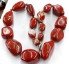 Wholesale gemstone loose beads beaded red jasper necklace 19"