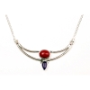Sterling Silver Amethyst, Red Onyx Necklace, Semiprecious Necklace
