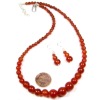 Wholesale RED ONYX GEMSTONE BEADED NECKLACE EARRINGS SET 925 SILVER HANDMADE