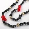 Wholesale red coral with blace stone necklace