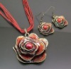 Wholesale fashion red flower necklace set
