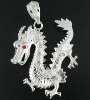 ZL128HH Red iced roaring dragon silver pendant/alloy necklace/Bling Bling gold/silver pendant/Hip-Hop Jewelry