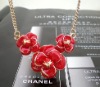 Wholesale Fashion camellia flower necklace&costume jewelry(color pink&red)