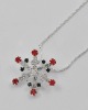 Wholesale WLNE-3723-Silver Tone Green & Red Rhinestones Lead&nickel Compliant Snowflake Design Pendant Necklace