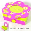 flower shape wooden music box with photo frame