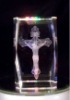 Laser Etched Crystal Cube Jesus on Cross