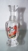 long stem vases octagon shape with bird and plum blossom picture inside as decorative modern vases for crystal gift