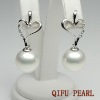 Wholesale Heart shaped Silver Earring with Shell Pearl