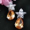 Champagne stone 18K platinum Pearl earring