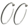 30 mm Dia, 2 mm Thick black 925 Sterling Silver Hoop Crystal Earring