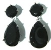 Large jet black stone semi precious earring