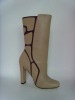 Wholesale 2012 Autumn/winter marquetry/ high heel/ leather handmade fashion ladies boots