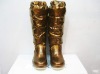 gold color winter boots,down boots