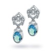 Martini Platinum Basket with Brilliant Round And Oval Shaped cubic zirconia Drop Earring