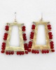 WLE-2558-Gold Tone Siam Glass Crystal Lead Compliant Dangles Fish Hook Earring Set