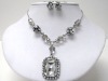 Wholesale Large glass and crystal ball accent necklace earring set