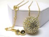 Wholesale Crystal stud large ball pendant long necklace earring set