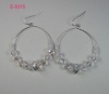 Wholesale 2011 newest design fashion costume jewelry colored crystal bead large silver hoop earrings