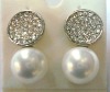 Wholesale Large half pearl and diamante studs earrings