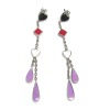 Wholesale long style emarel stone Earrings,rhodium plated/OEM accepted