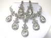 Wholesale Crystal and large glass tear drop party necklace earring set