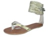 Gold Ruffle Thong Sandals