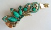 JC FASHION GREEN MULTI CRYSTAL FLOWER HAIR BANANA CLIP