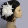 Feather Flower Bridal Fascinator Hair Comb