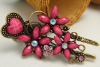JC FASHION FUSCHIA MULTI FLOWER CRYSTAL BRONZE HAIR CLAW CLIP