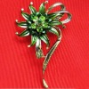 Wholesale New Alloy Rhinestone Vintage Brooch Green Flower