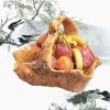 HAND WOOD CARVING FRUIT AND FLOWER BASKET