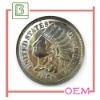 Injun pattern metal badge