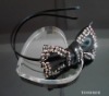 Wholesale HOT SELLING LADY'S 0.5 CM RIBBON WRAPPED HAIRBAND W/ ACRYLIC BEADS SATIN BOW TIE